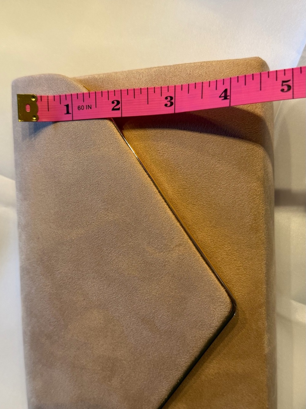 Charming Tailor Blush Nude Velvet Envelope Clutch Gold Chain Evening Bag - Picture 7 of 7